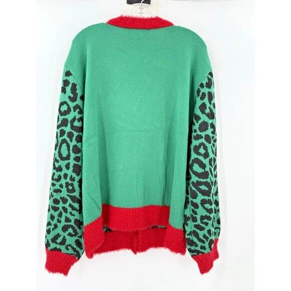 NEW 33 Degrees Women's XXL Green Red Cat Lover Ugly Christmas Sweater Party - Picture 3 of 15